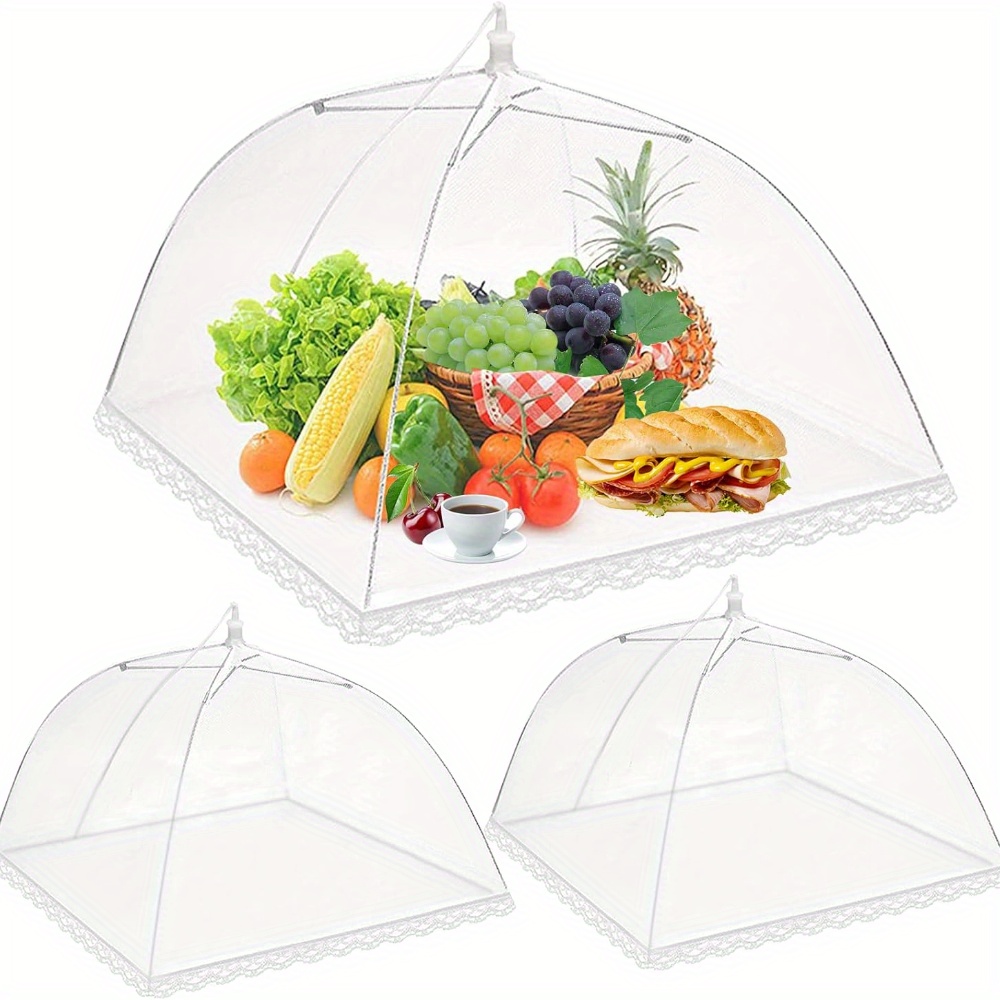TEMU 3pcs, Pop- Covers, Foldable Mesh Food Tents, Anti-flies/bugs/, Picnic Camping Bbq Food Protector Nets, Collapsible And Easy To Store