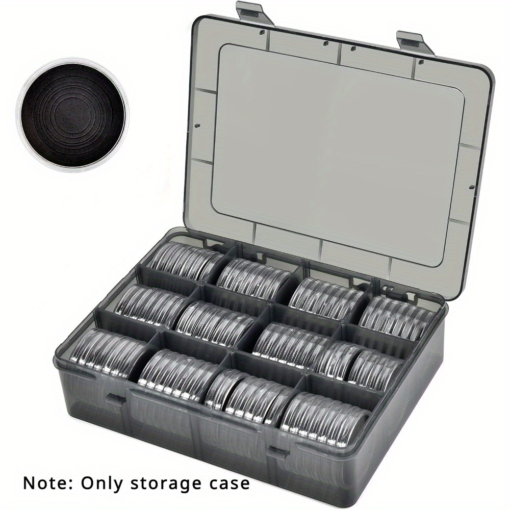 

84 Pieces 46 Mm Coin Capsules, With Foam Gasket And Plastic Storage Organizer Box, Coins Holder Collector Case For Coin Collection Supplies 7 Sizes (16/20/25/27/30/38/46mm)-gray Case+black Gasket