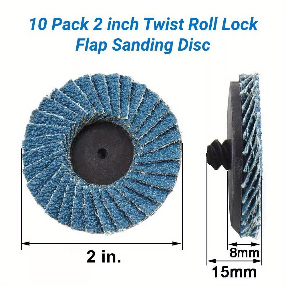 

10pc 2 Inch Roll Lock Flap Sanding Disc 40-120 Grit For Die Grinder