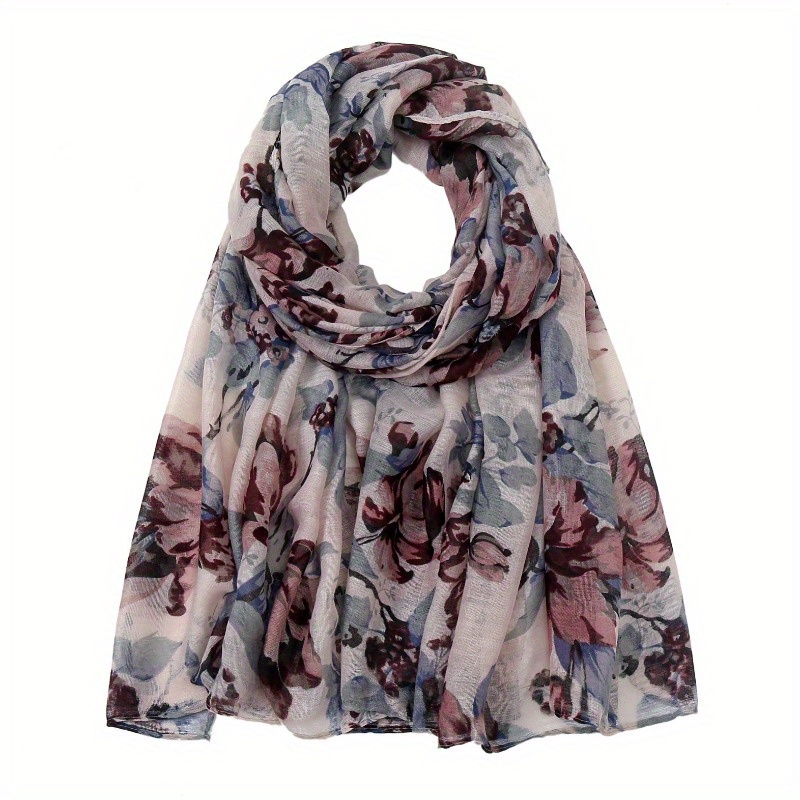 

Women's Muslims Vintage Floral Print Bali Yarn Scarf, Bohemian Shawl, Windproof , Casual Style, Ladies Outdoor Travel Beach Wrap