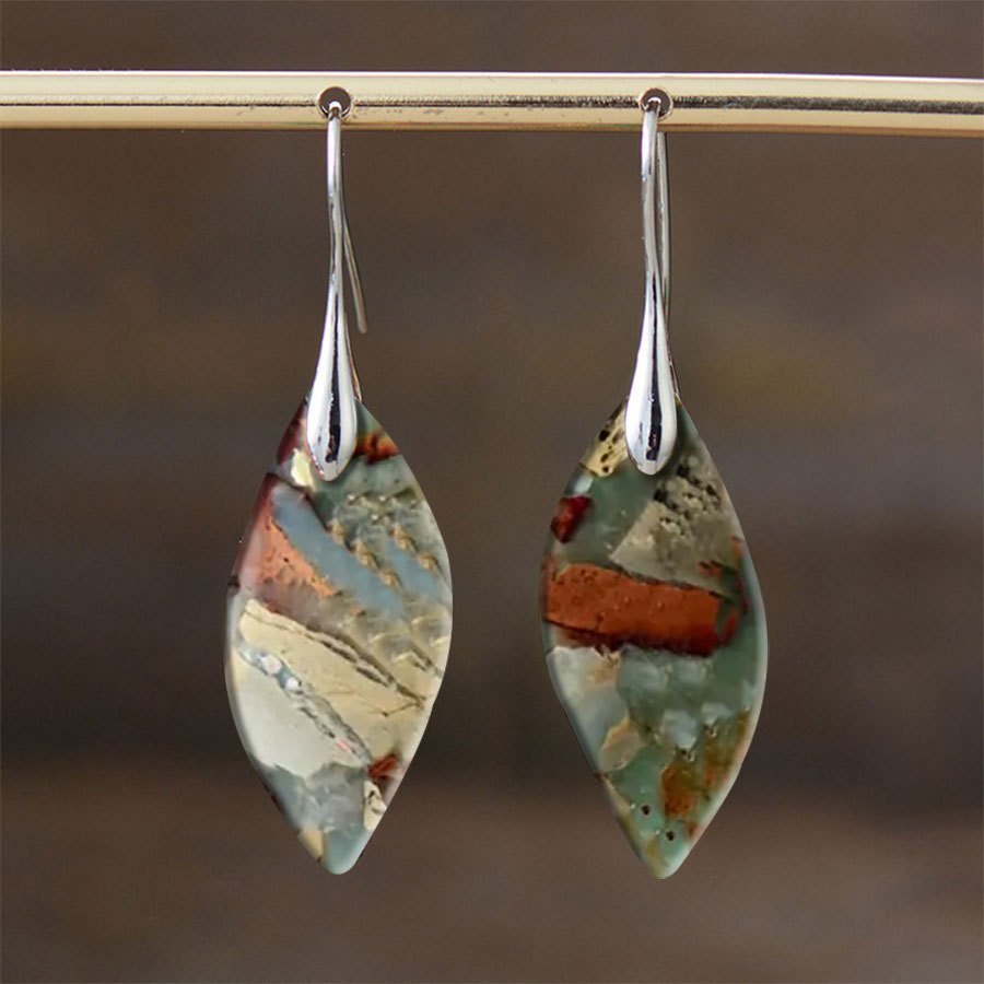 

2pcs Retro Bohemian Turquoise-like Resin Dangle Earrings For Men And Women