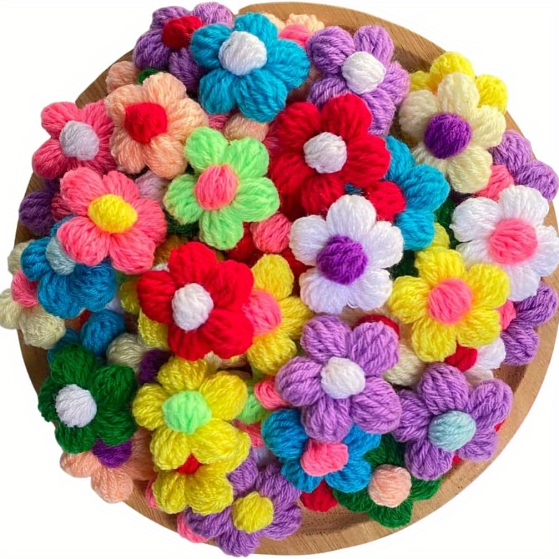 

Enjoy Handicrafts 20/30pcs Crochet Puff Flowers Beautiful Handmade Appliques For Decorative Embroidered Diy Hairpin, Bag, Craft (mixed Color Petals, Mixed Color )