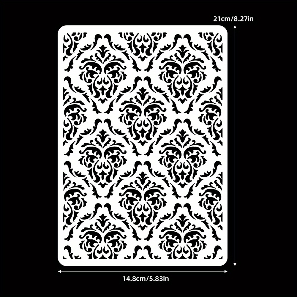 Vintage Damask Pattern Plastic Stencil, 1pc 8.27x5.83", Reusable For Diy Scrapbooking, Card Making, Album Background & Home Decor Crafts