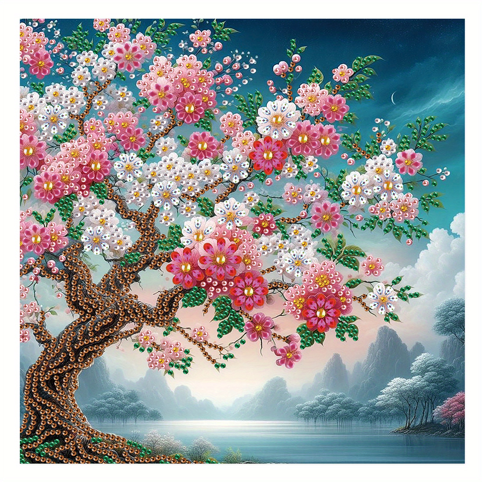 

5d Landscape Diamond Painting Kit For Adults - Special Shaped Irregular Diamonds, Canvas Art With Crystal Rhinestones, Home Wall Decor Gift, Flower Tree Scenery, 12x12 Inch