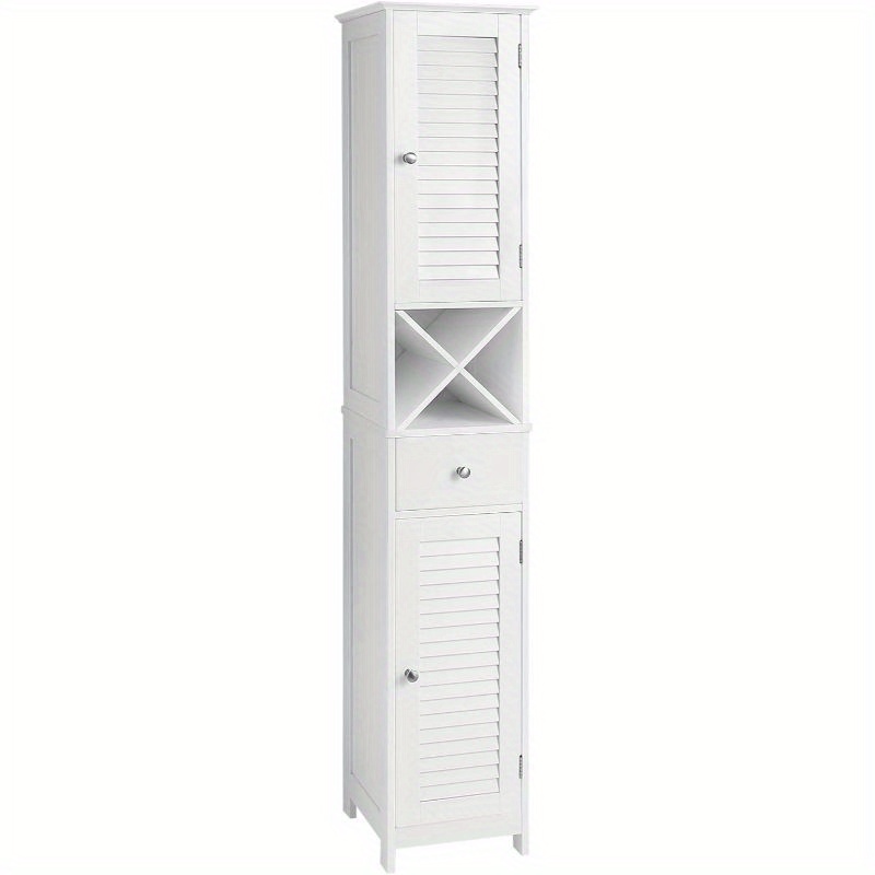 

Vasagle Bathroom Tall, Freestanding Storage Cabinet With Shutter Doors, Drawer, And Removable X-shaped Stand, 66.9 Inches, Scandinavian Style, White, 11.8" Dx12.6" Wx66.9" H, Engineered Wood