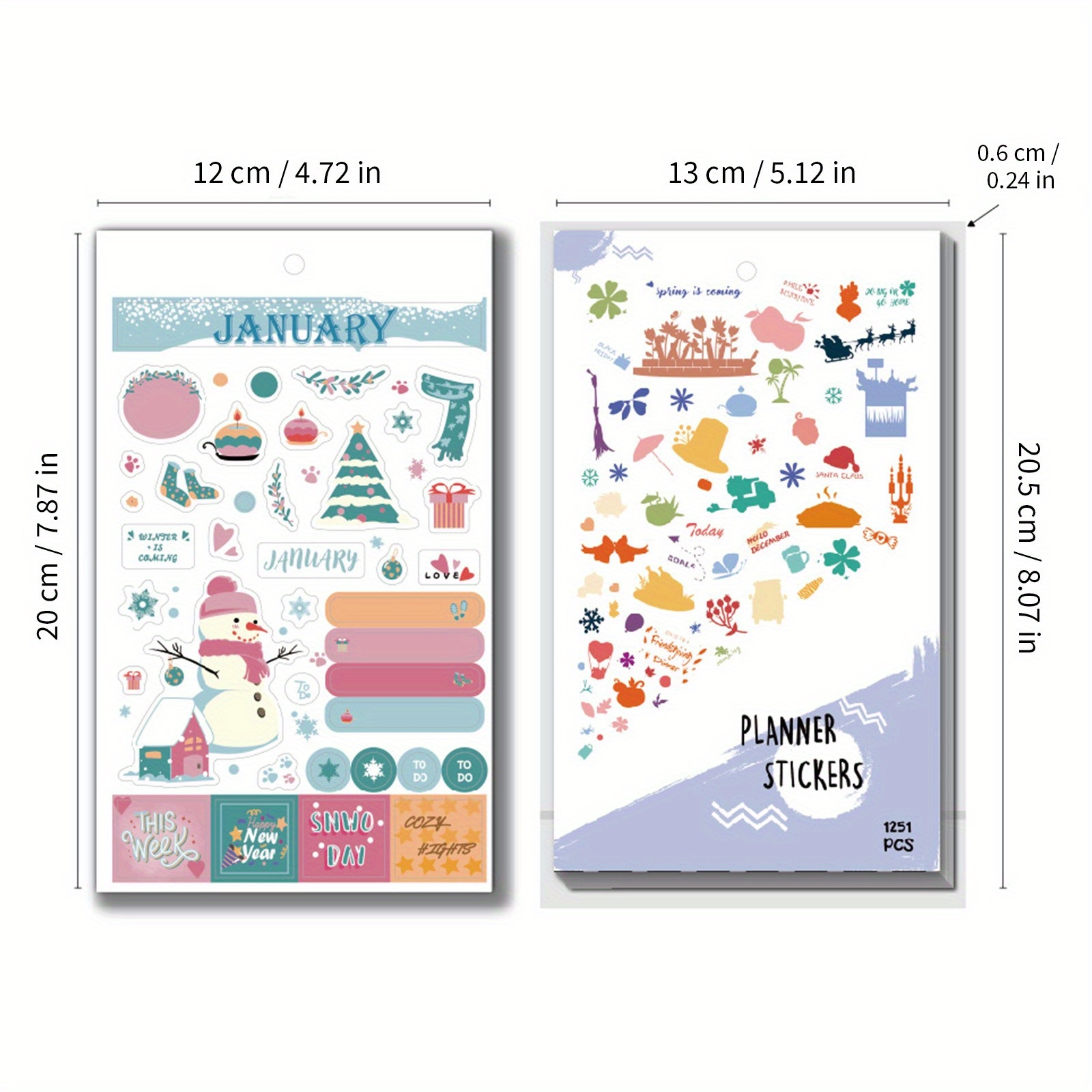 TEMU 1251pcs Set, Monthly Themes, Art And Seasonal , Suitable For Notebooks, Notepads, , Stationery