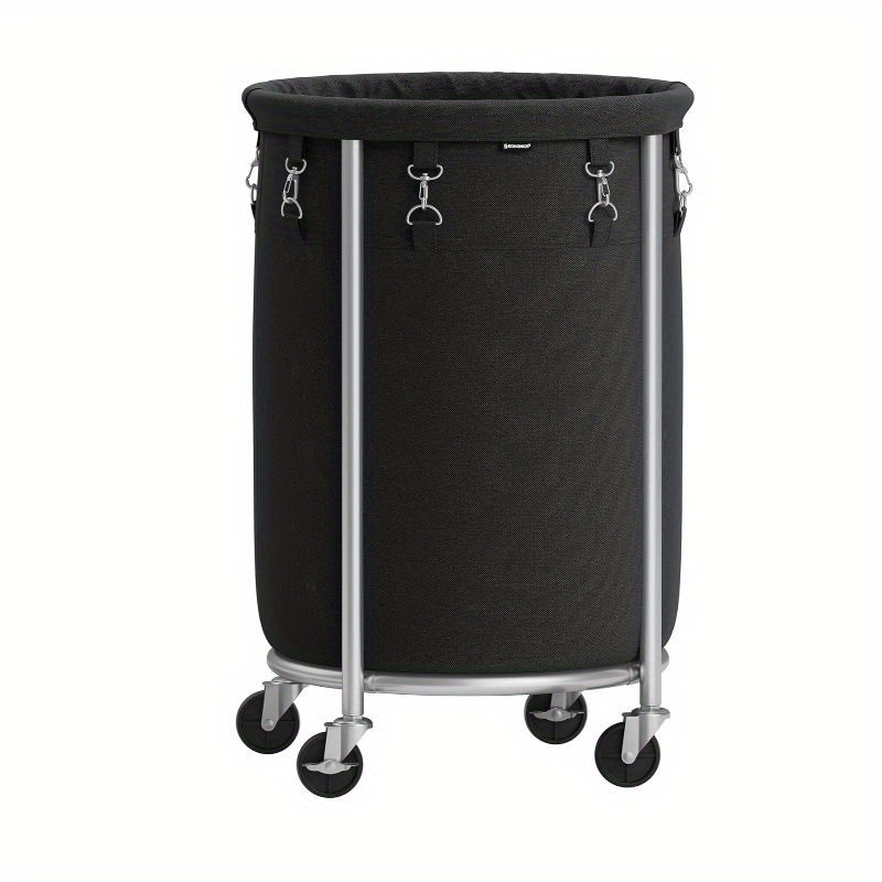 

Songmics Laundry Basket With Wheels, Rolling Laundry Hamper, 18.5 Gal., Round Laundry Cart With Steel Frame And Removable Bag, 4 Casters And 2 Brakes