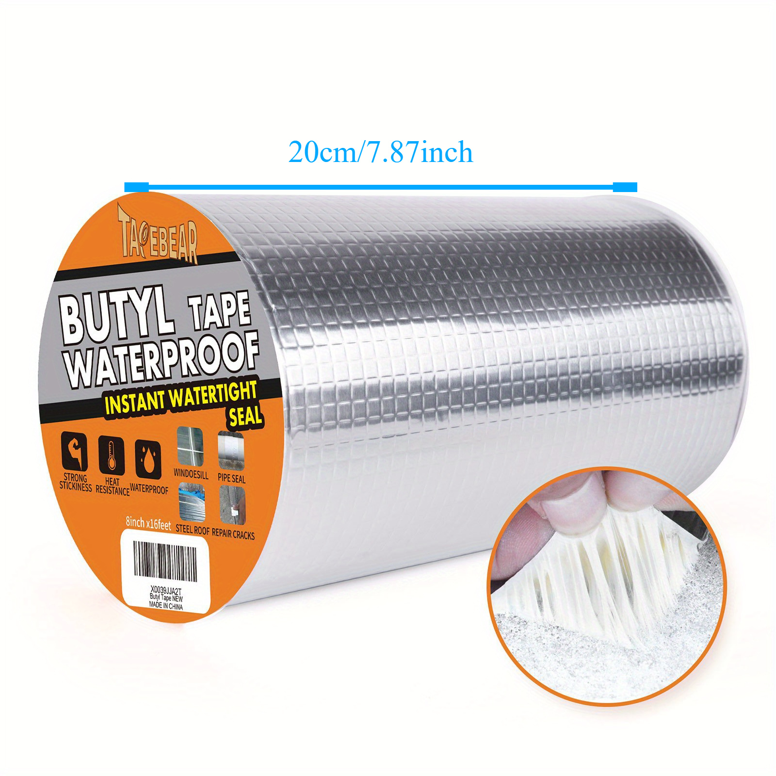 TEMU 1 Roll Silvery Butyl Waterproof Tape - Durable Aluminum Foil Sealant For Rv Repair, Windows, Boats, And More - Versatile Adhesive For Multiple