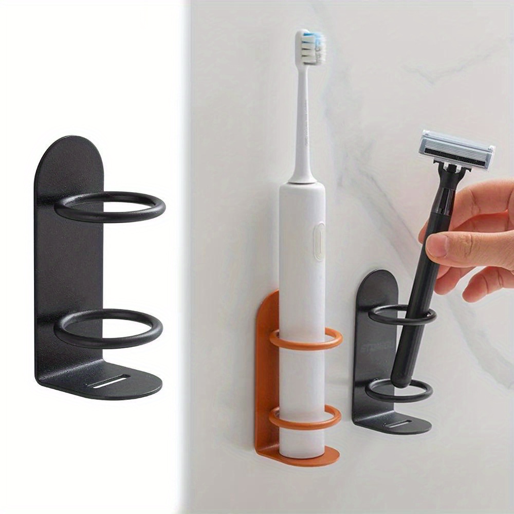 

1pc Bathroom Wall-mounted Toothbrush And Holder - Punch-free Plastic Storage Shelf For Electric Toothbrush Organizer - No Electricity Needed,