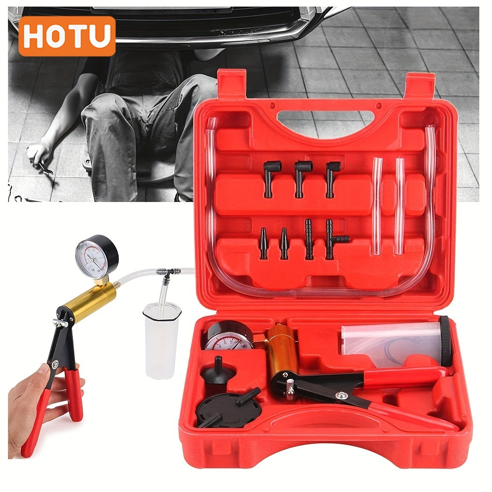 

2 In 1 Brake Bleeder Kit, Pump Test Set, For Automotive With Protected Case, Adapters, One-man Brake And Clutch Bleeding System
