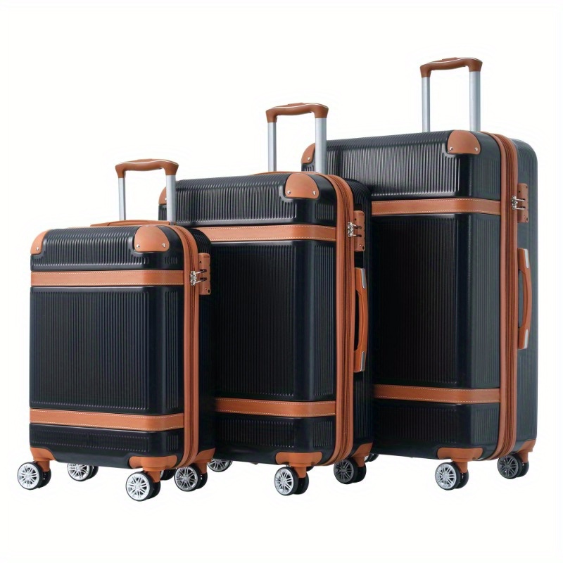 

Hardshell Luggage Sets 3 Piece Double Spinner 8 Wheels Suitcase With Tsa Lock Lightweight 20''24''28''