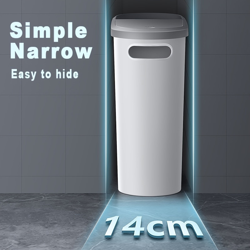

Large Capacity Press-type Bathroom Trash Can With Lid - Sleek, Space-saving Design For Easy Waste Disposal