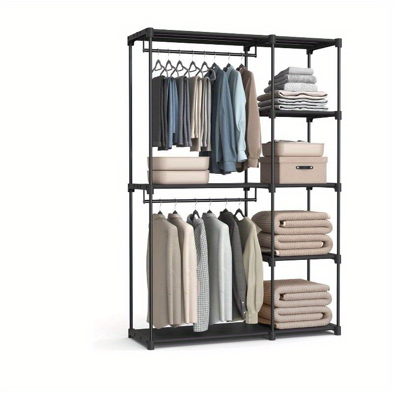 

Portable Closet, Freestanding Closet Organizer, Clothes Rack With Shelves, Hanging Rods, Storage Organizer, For Cloakroom, Bedroom, 48.8 X 16.9 X 71.7 Inches