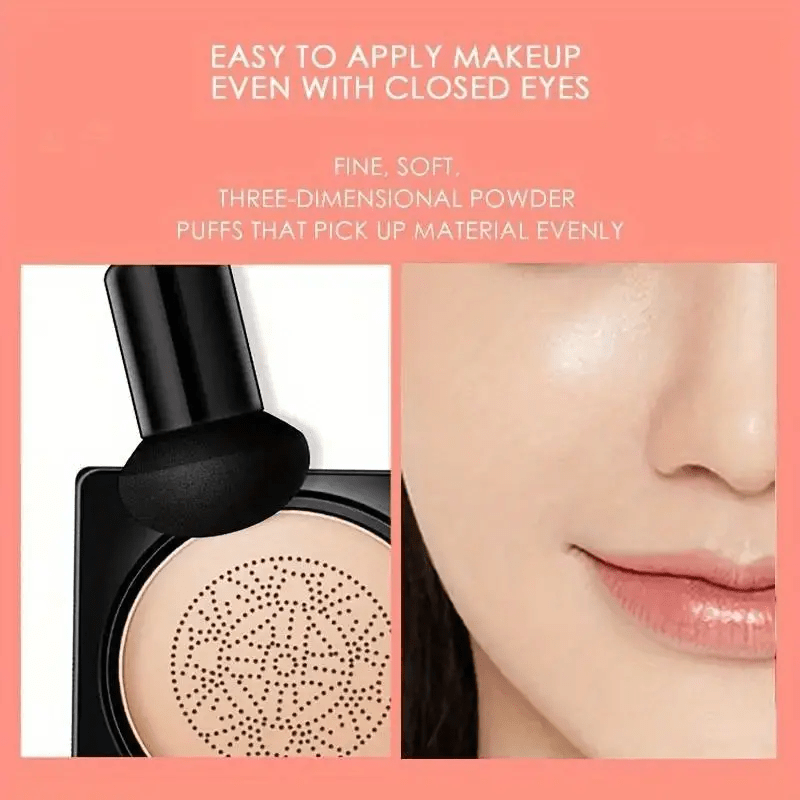 flawless bb cream foundation with mushroom cushion lightweight full coverage long lasting moisture look details 1