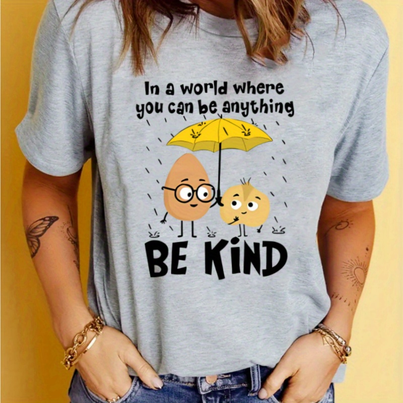 

Cartoon & Letter Graphic Sports T-shirt, Summer Casual Style, Women's Short Sleeve Crew Neck Sports Tee