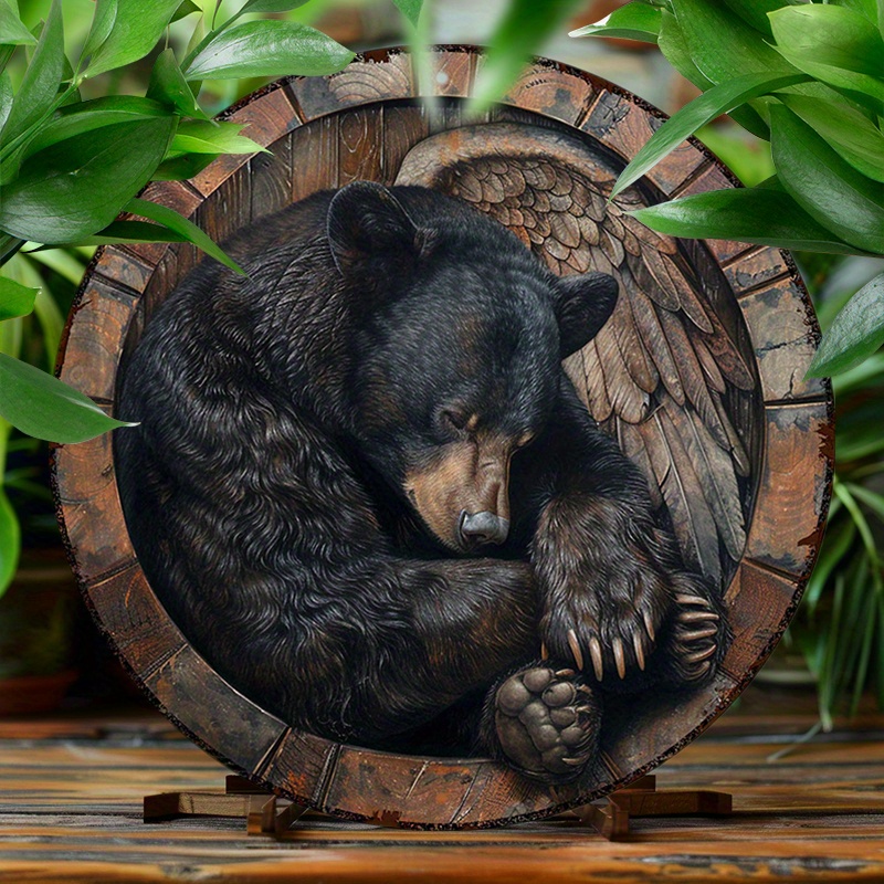 

Funny Rustic American Black Bear 8x8 Inch Round Aluminum Metal Sign - Vintage Home, Coffee Cafe Decor With Pre-drilled Holes For Easy Hanging - Durable Art Supplies, 1pc