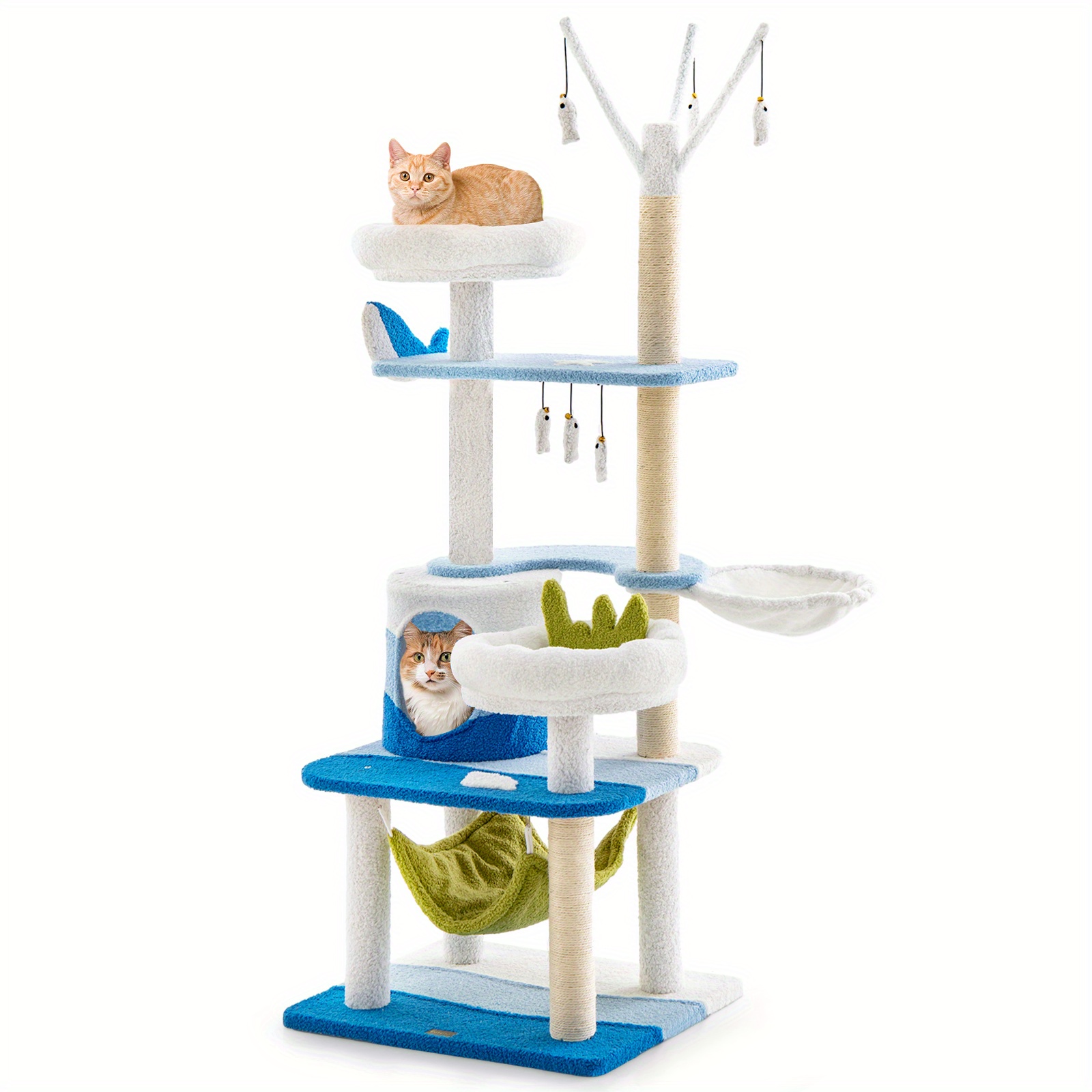 

Lifezeal Ocean-themed Cat Tree W/ Sisal Covered Scratching Posts Condo Perch Indoor Tower