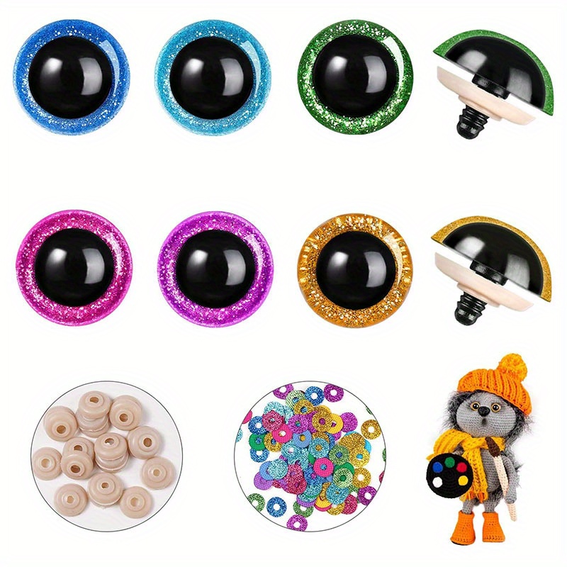 

238pcs 12mm Glitter Golden Glitter Doll Eyes Doll Toy - Doll Eyes Halloween Doll Eyes Accessories