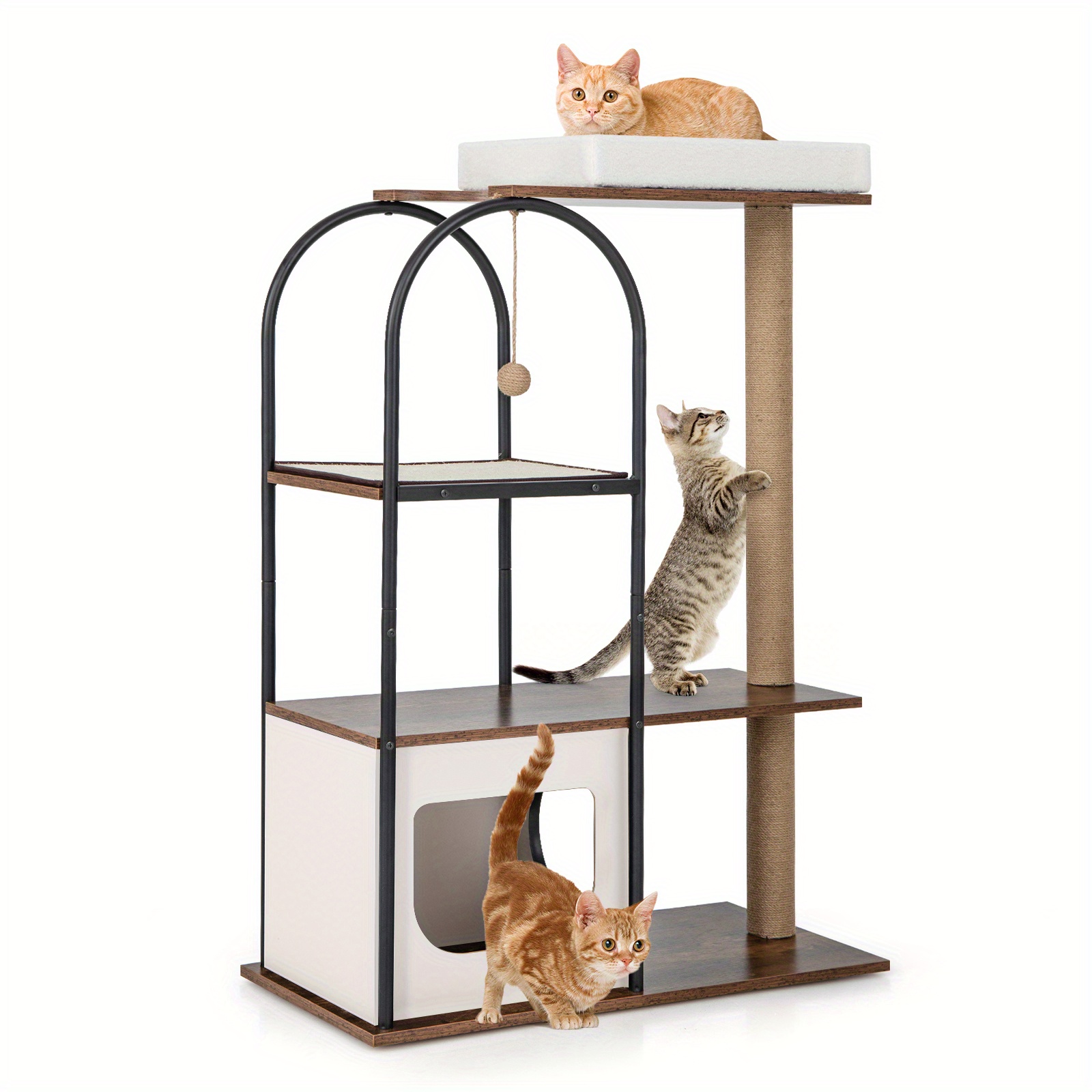

Lifezeal 47'' Large Cat Tree Tower W/ Top Perch Cat Bed Cat Condo Scratching Posts Indoor