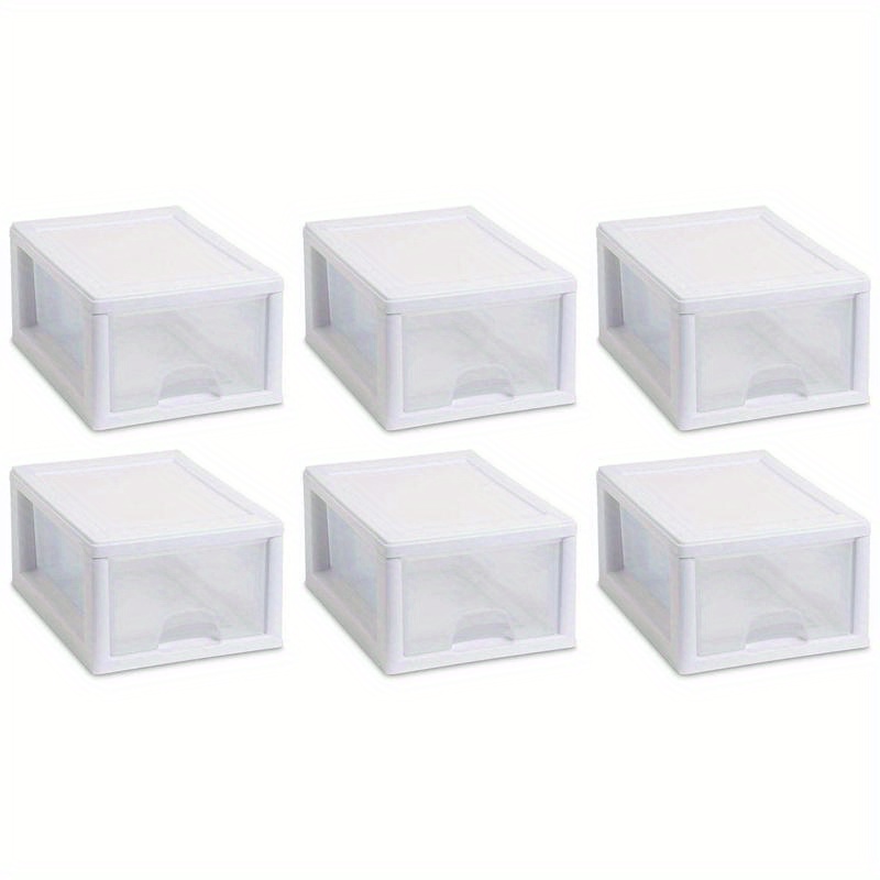 

Small Box Modular Stacking Storage Drawer Container Closet (6 Pack)