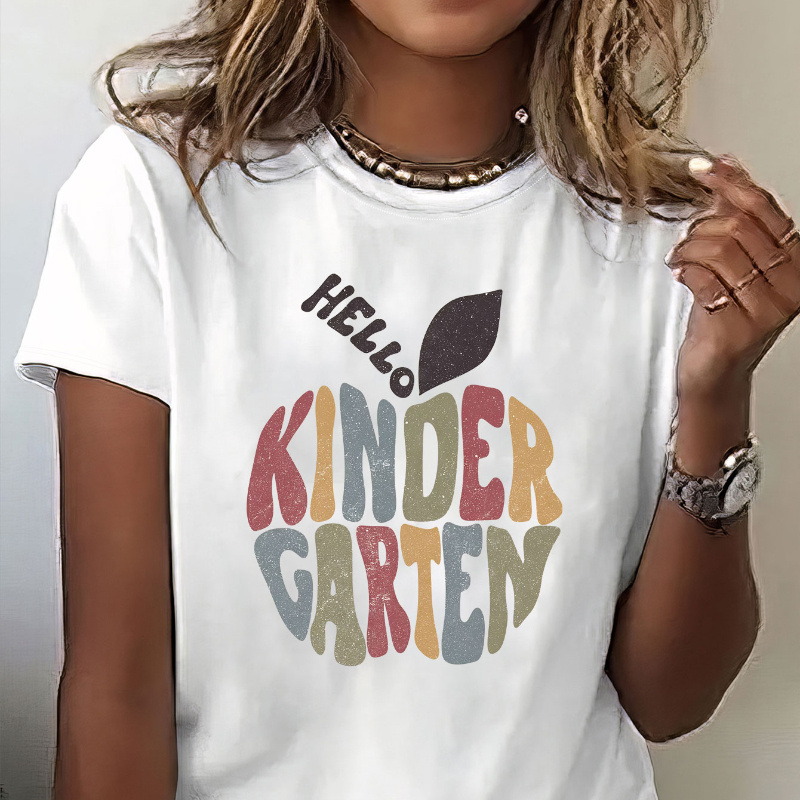 

Letter Print T-shirt, Short Sleeve Crew Neck Casual Top For Summer & Spring, Women's Clothing