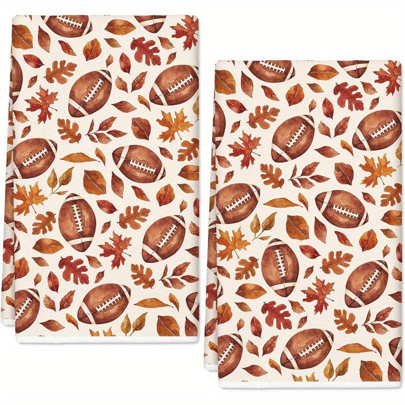 

2pcs, Kitchen Dish Towels, Fall Theme, Maple Leaf And Football Design, , Soft And Durable, Machine Washable, Colorful Cleaning Cloths, Home Decor, Housewarming Gifts, Kitchen Supplies, Cleaning Tools