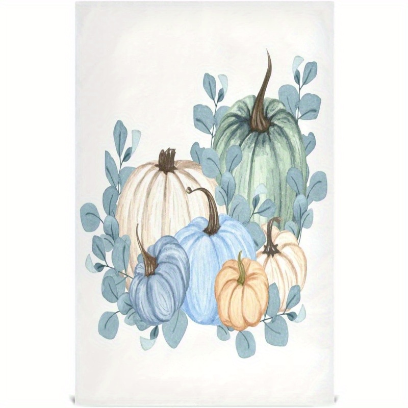 

Soft & Absorbent Pumpkin Blue Kitchen Towel - Perfect For Fall Harvest & Thanksgiving Decor, 18x26 Inches, Machine Washable