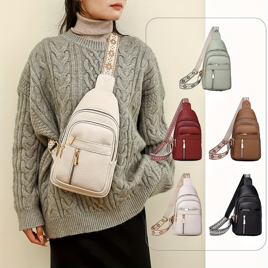 

Fashion Multi Layer Chest Bag, Trendy Crossbody Bag, Women's Casual Sling Shoulder Purse