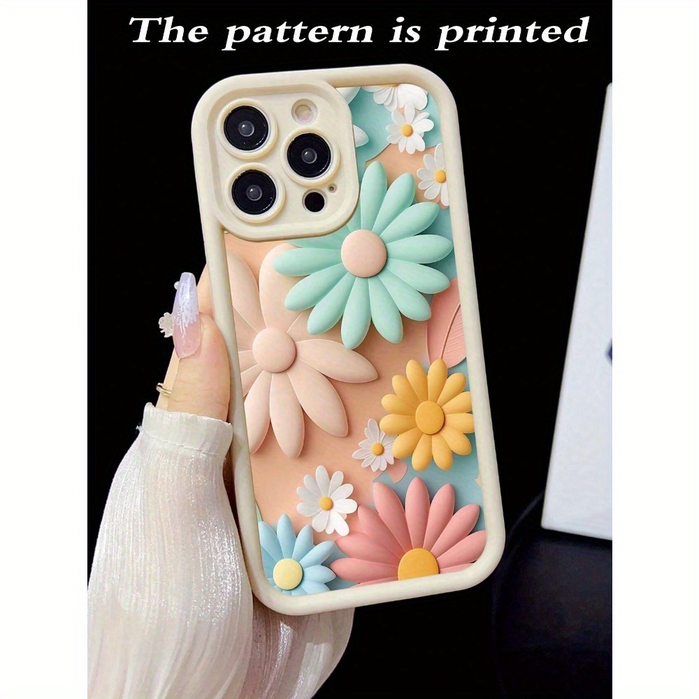 

1pc Fashionable Floral Printed Fully Wrapped Tpu Phone Case For 15/14/13/12/11/xs/xr/x/8/7/se2/se3/plus/pro Max