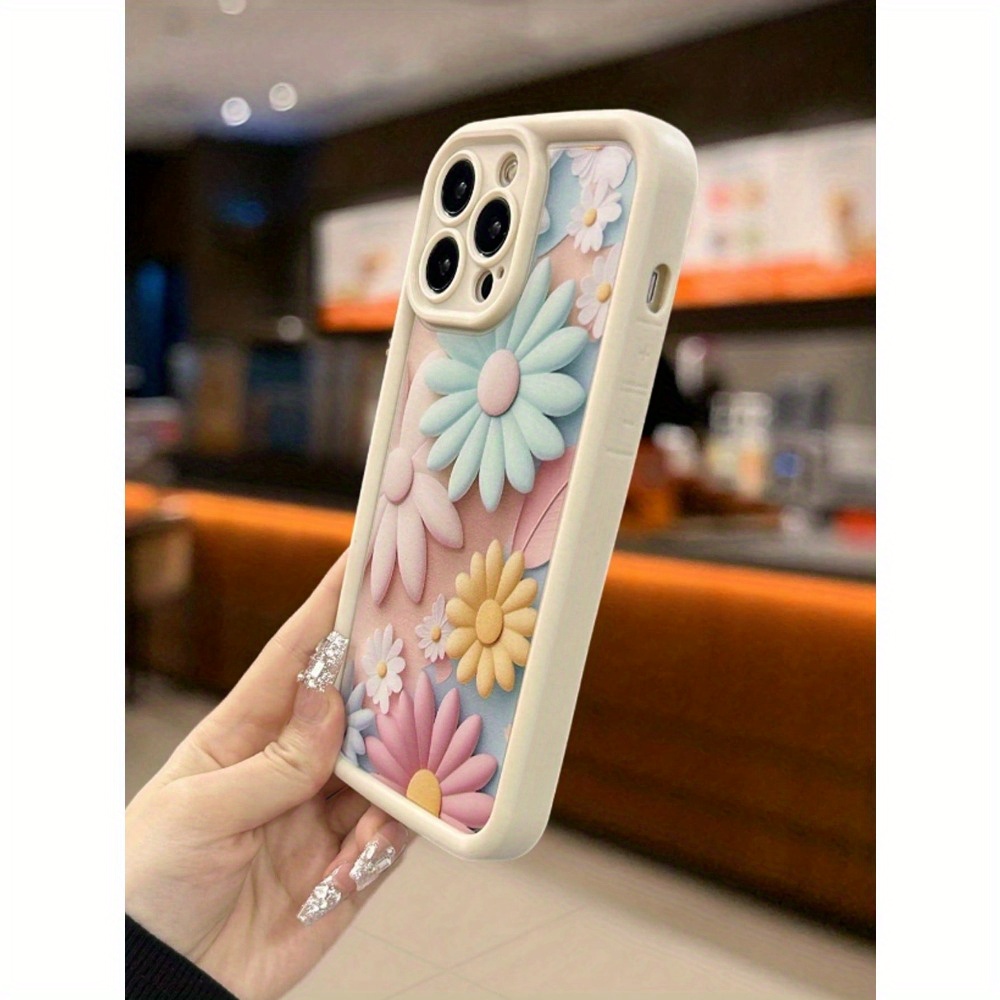 IPhone 15/14/13/12/11/XS/XR/X/8/7/SE2/SE3/Plus/Pro Max için tamamen sarılı çiçek desenli şık TPU telefon kılıfı