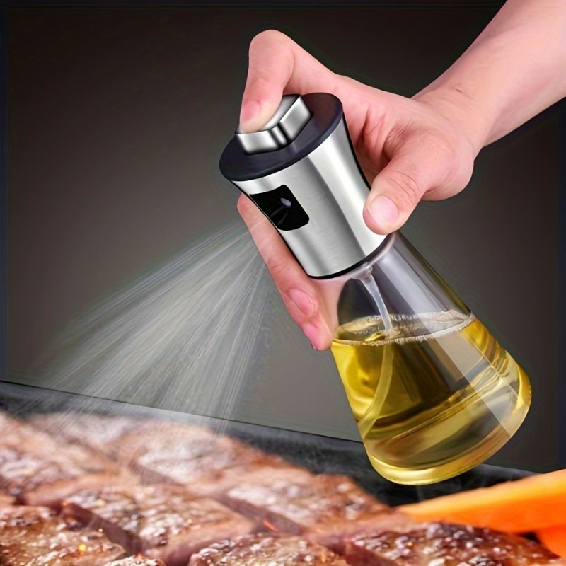 TEMU Stainless Steel Oil Sprayer Bottle - Pressurized, No-battery Needed For Kitchen & Bbq Use