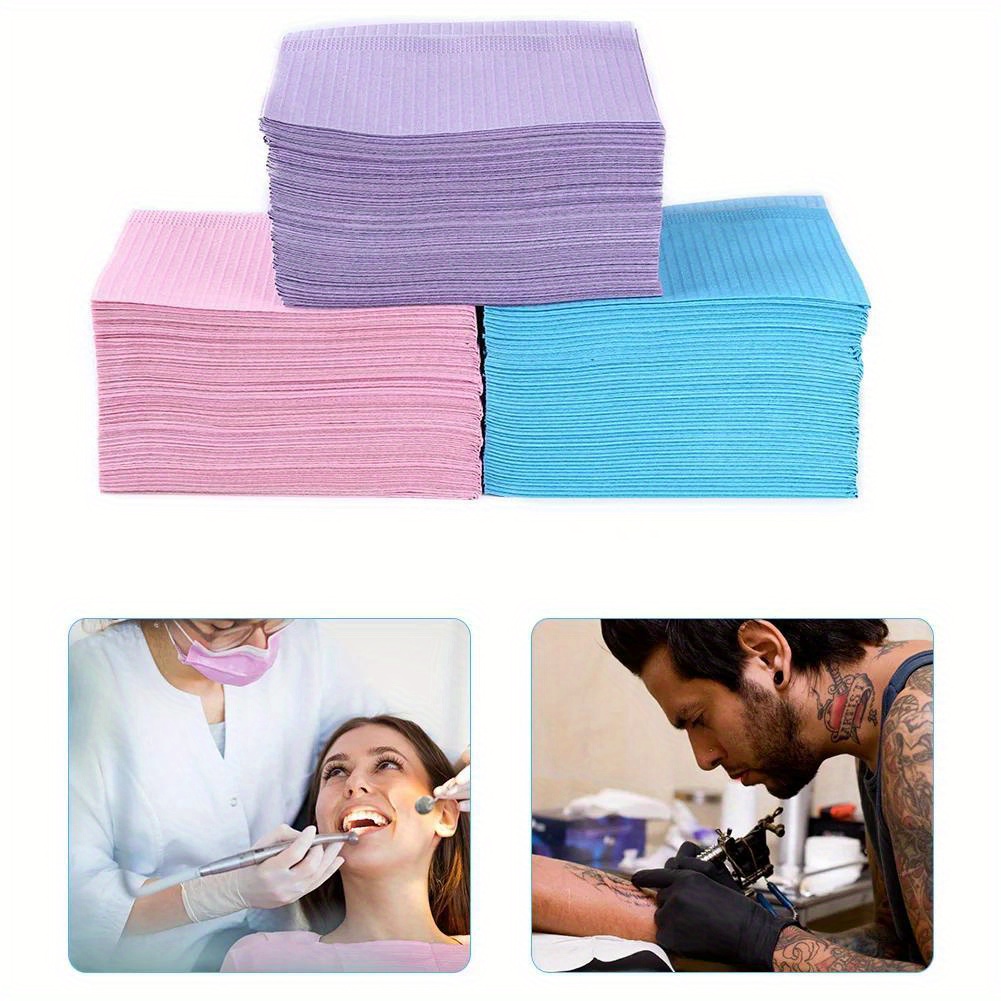 

50pcs Disposable Dental Bibs, Waterproof Tattoo Table Covers, Nonwoven Clean Pads For Tattooing, Nail Art & Beauty Salon Accessories, Unscented - Tools & Accessories