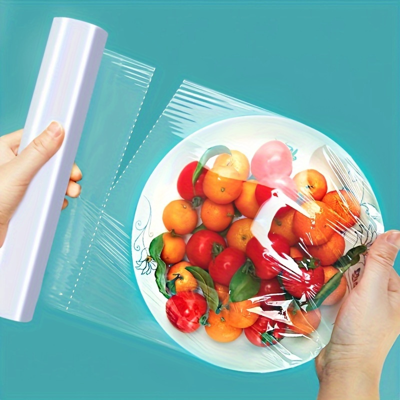 TEMU Bpa-free Kitchen Cling Wrap With Cutter - 1pc, Perfect For Fresh Food Storage & Home Use