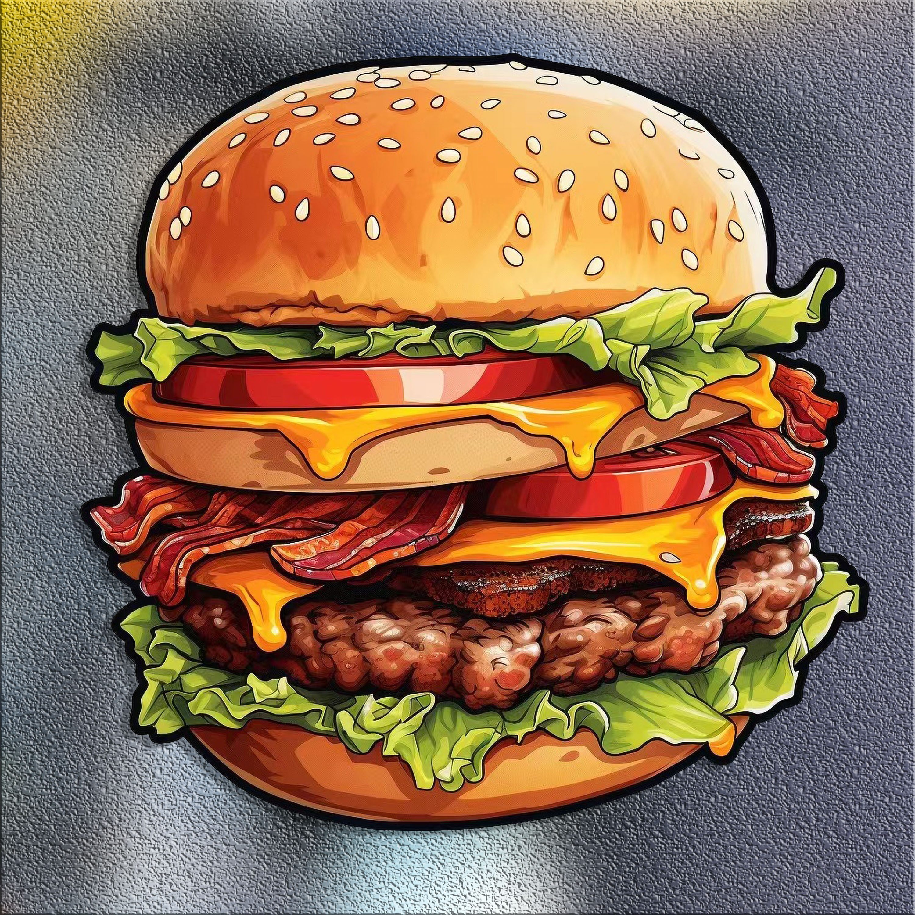 

-layer Hamburger Decal - For Refrigerators, Walls, Cars & Motorcycles - Pe Material, Christmas Decor