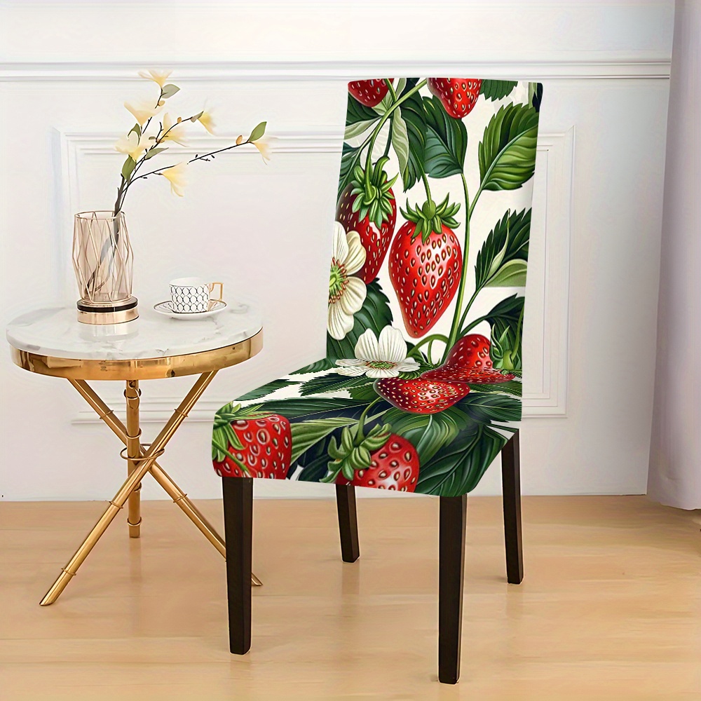 

Jit, 2/4/6pcs Creative Strawberry Pattern Chair Covers, Dining Chair Covers With Elastic Back, Modern Style, Suitable For All Seasons, Home Use