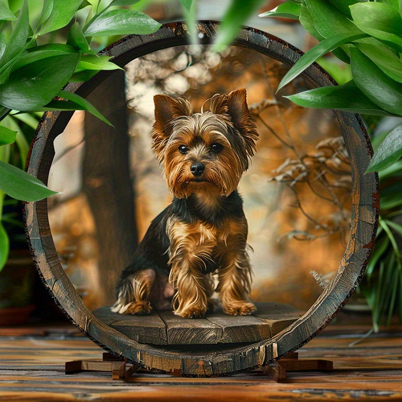 

Funny Yorkshire Terrier 8x8" Round Aluminum Sign - Vintage Metal Decor For Kitchen & Cafe, Easy Hang