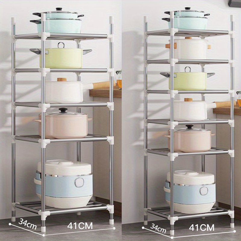 

Stainless Steel Multi-tier Kitchen Storage Rack With Wheels - Freestanding Heavy-duty Organizer Shelves For Pots, Pans, And Cookware - No Assembly, Electricity-free Floor Standing Shelf