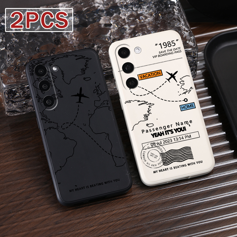 TEMU Phone Case - Set Of 2 Cases Designed For ' Silicone Galaxy S24 Ultra, S23 Plus, S22, S21, S20 Fe, S10, And Models. Matte Soft Shockproof Covers