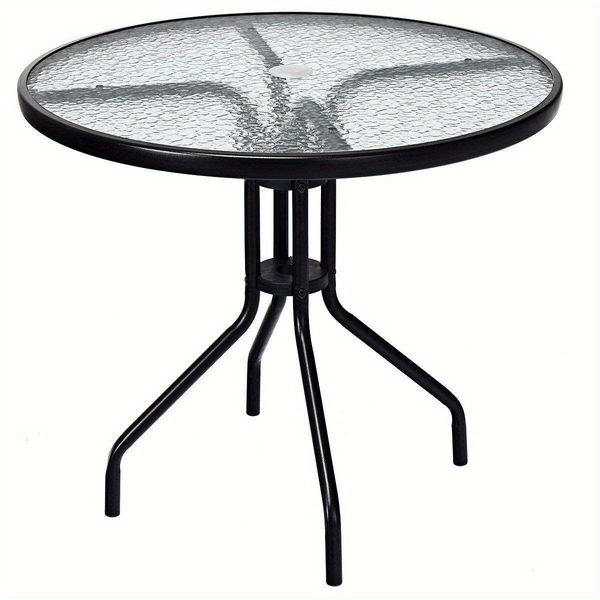 

Lifezeal 32" Outdoor Round Table Tempered Glass Top W/umbrella Hole Steel Frame