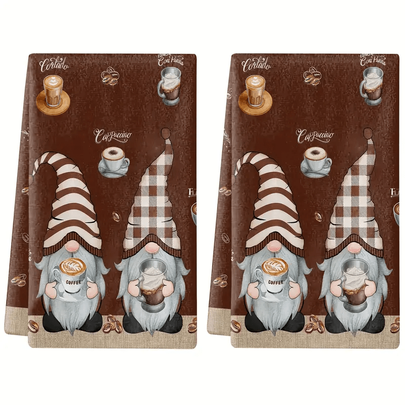 TEMU 2pcs, Coffee Pattern Dish Towels, Soft Absorbent Finger Towel, Kitchen Bar Tea Towels Set, Bathroom Supplies, Home Decor, 16 X 24 Inch