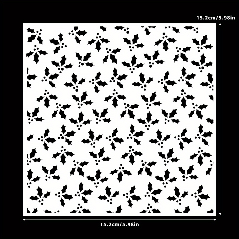 TEMU 1pc The 2024 Featuring Winter Holly Designs. A Reusable Stencil Suitable For Painting On Surfaces Like Wood, Tile, Paper, Fabric, Floors, And