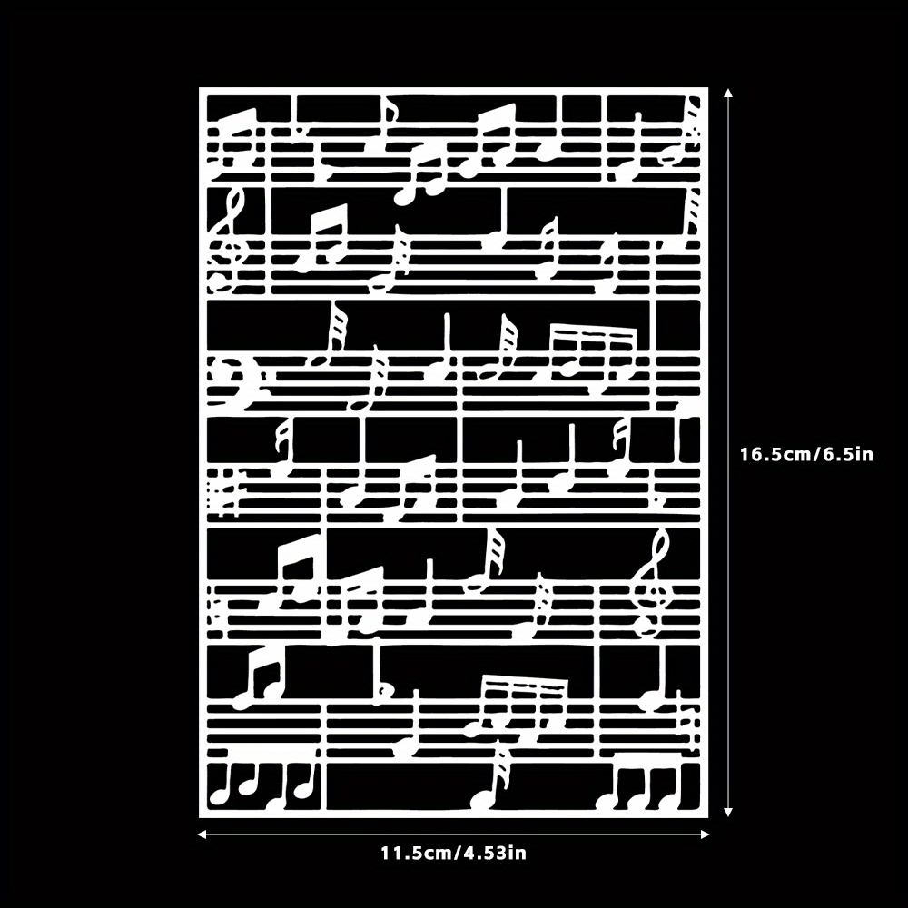 Image of 1pc 2024 New Arrivals Music Score Reusable Stencils For Painting Decor, Scrapbooking, Embossing Folders, Paper Cardmaking, Photo Gifts, Or Other Crafts. To Happiness!