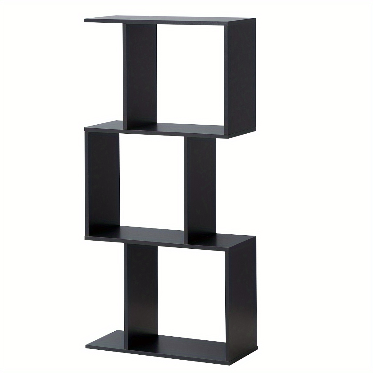 

Lifezeal 3-tier S-shaped Bookcase Free Standing Storage Rack Wooden Display Decor Black
