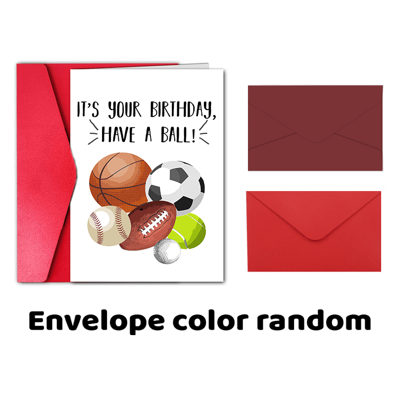 TEMU 1pc, Birthday Card, Happy Birthday, Friend, Boy, Girl, Sports, Baseball, Basketball, Football, Soccer