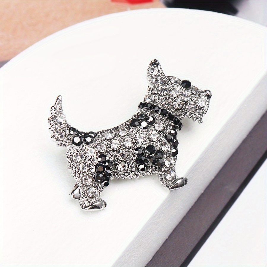 Cute Acrylic Puppy Brooch with Rhinestones