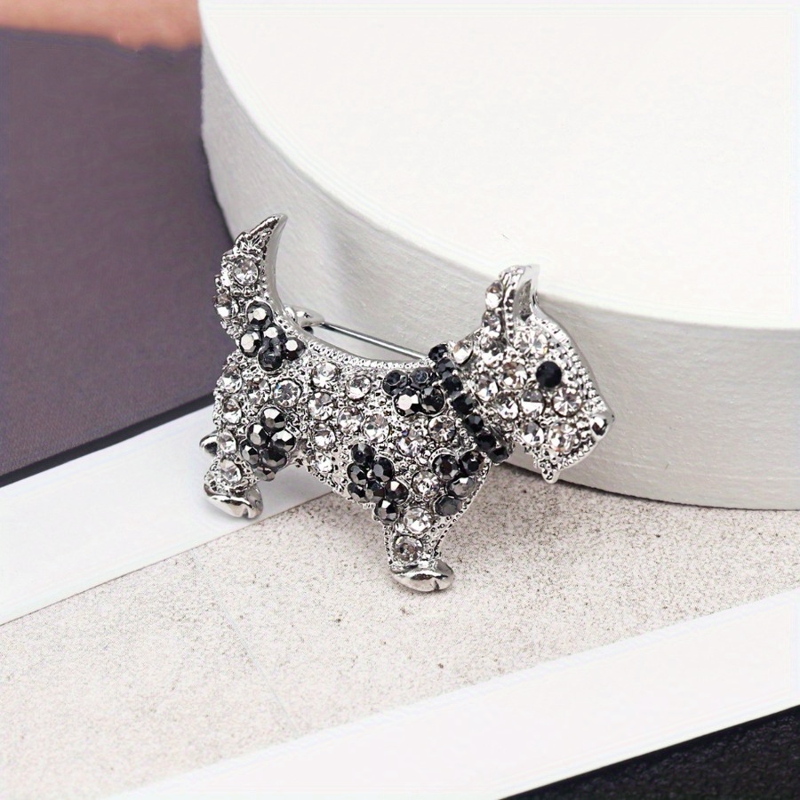 Cute Acrylic Puppy Brooch with Rhinestones