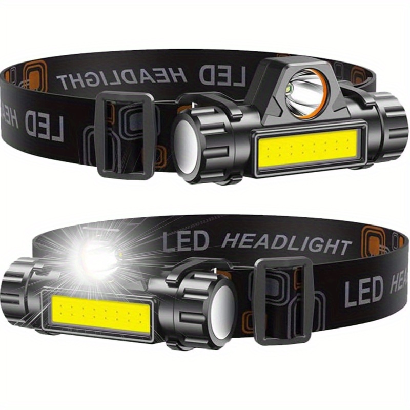 

2 Pack Rechargeable Forehead Head Light, Led Adjustable Headlamps, Led Lights Adjustment For Camping Fishing Garage Work Headlight Flashlight