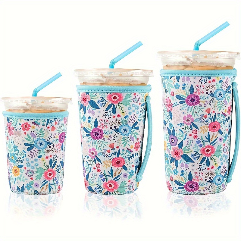 

Reusable Floral Can Cup Cover: Anti-scald Coffee Cup Sleeve With Handle - Perfect For Parties And Everyday Use