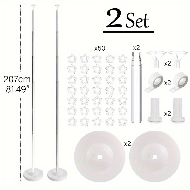 

2 Set Adjustable Balloon Column Stand Kit – Universal Plastic Balloon Tower Decor For Weddings, Birthdays, Anniversaries, Holidays & Parties – Durable, Easy Assembly, No Electricity Needed