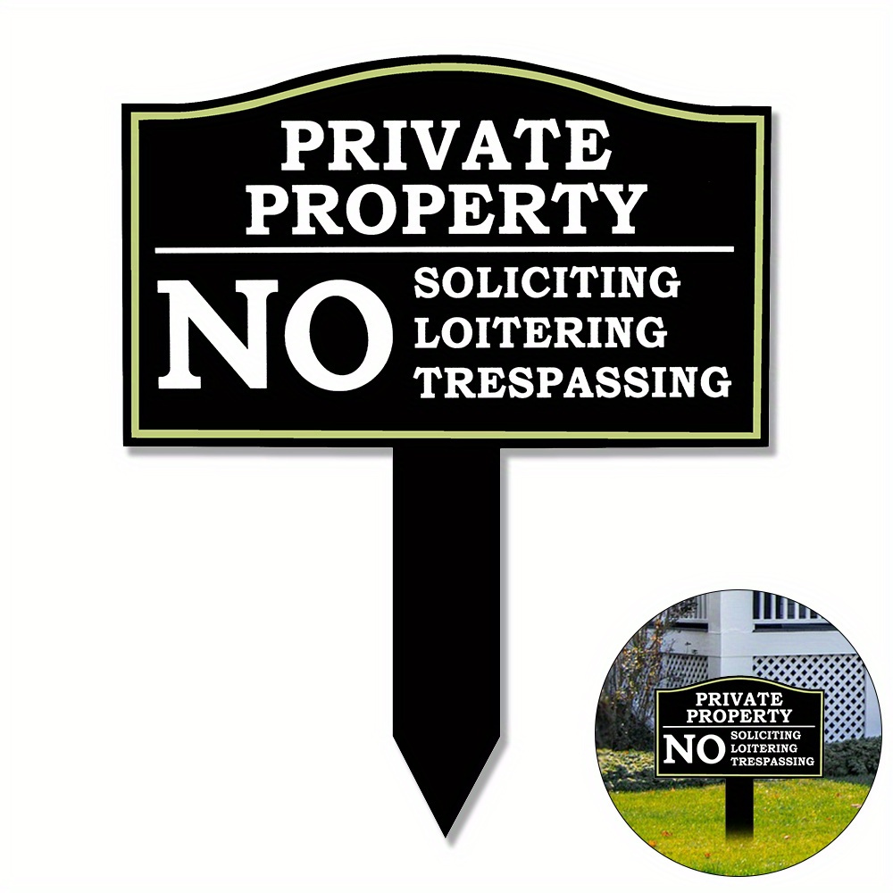 

Private Property Sign Stake - No Soliciting, Loitering, Or Trespassing - Classic Vinyl Garden & Yard Decor Private Property Signs Outdoor No Soliciting Yard Sign Stake